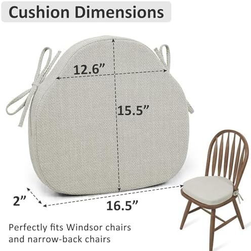 Shinnwa Kitchen Chair Cushions Set of 4, High-Resilience Foam Windsor Seat Pads - Image 6