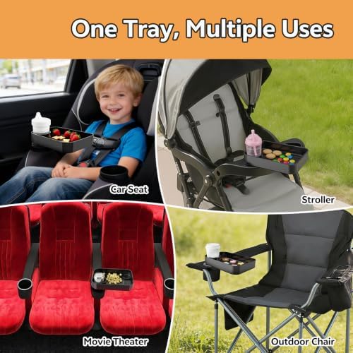Car Seat Tray for Toddlers, Kids Travel Snack Tray for Road Trips Black - Image 6