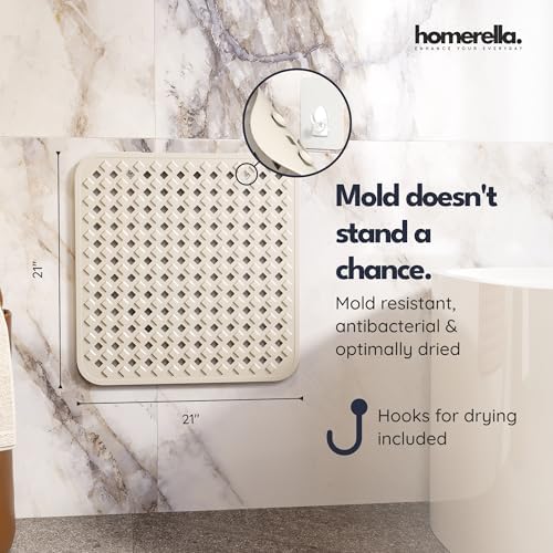 homerella Square Shower Mat Non Slip Anti Mold 21x21 Anti Slip Shower Mat - Image 3