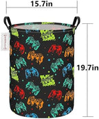 QUEENLALA Foldable Waterproof Round Fabric Laundry Basket Home - Image 2