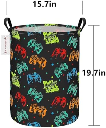 QUEENLALA Foldable Waterproof Round Fabric Laundry Basket Home - Image 2