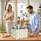 Large Cute Easter Basket for Kid Empty Gift Baby Rectangle Storage Bin Bunny - Image 4
