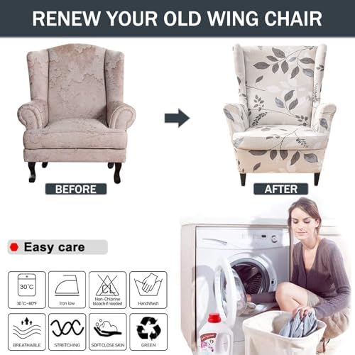 NILUOH Wingback Chair Covers 2-Piece, Armchair Slipcovers - Image 5