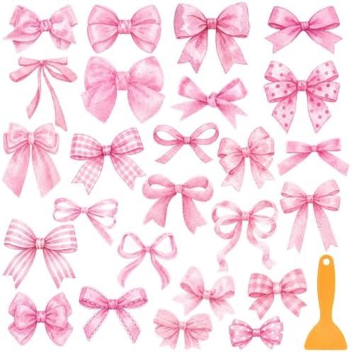 Fullhawl 30 Pcs Pink Bow Non Slip Shower Stickers, Bathtub Safety by Fullhawl