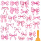 Fullhawl 30 Pcs Pink Bow Non Slip Shower Stickers, Bathtub Safety by Fullhawl