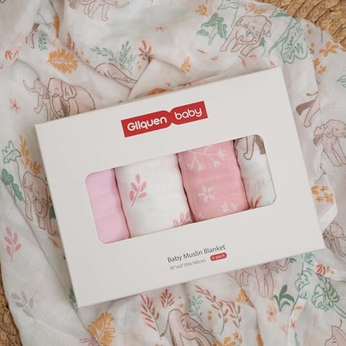 GLLQUEN BABY Muslin Swaddle Blankets 4Pk Receiving Blanket Large 35" x 40" - Image 6