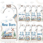 Baby Closet Dividers 8PCS, Retro Train Themed Wooden Double-Sided Clothes Size by CORNERLACE