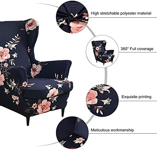 NILUOH Wingback Chair Covers 2-Piece, Armchair Slipcovers - Image 2