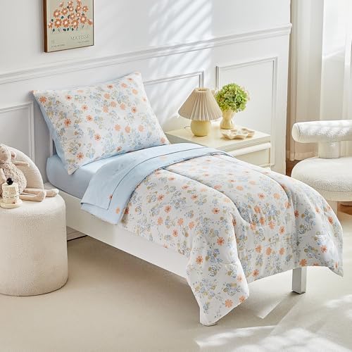 JHXHMX 4 Pieces Toddler Bedding Set, Soft Crib Bed Sheets Set Includes Quilted - Image 2