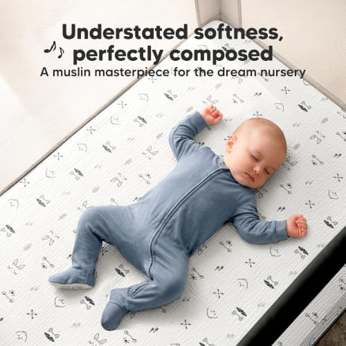 2-Pack Muslin Mini Crib Sheets for Boys, 38x26 Fitted Sheet - Image 2
