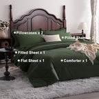 NTBAY Queen Microfiber Bed in a Bag, Comforter Set 7 Piece, Olive Green - Image 4