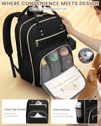 Pritent Diaper Bag Backpack, Baby Bag Backpack Baby Essentials - Image 4