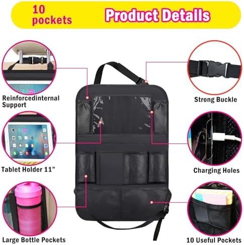 XBRN 2 Pack Car Backseat Organizer, Car Seat Organizer Kick Mats Back Seat - Image 4