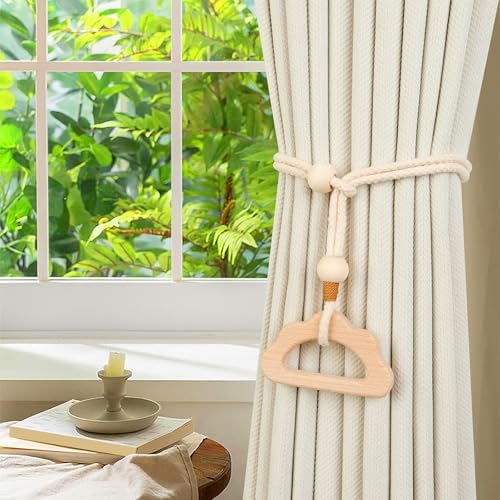 2 Pack Wooden Curtain Tiebacks - Image 2