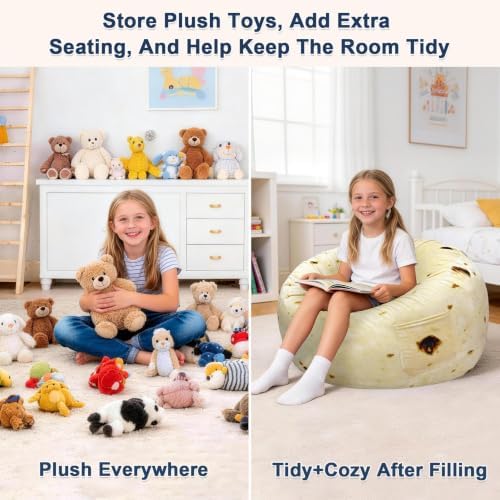 Lukeight Burrito Stuffed Animal Storage Bean Bag Chair Cover - Image 3