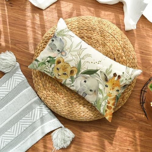 AVOIN colorlife Elephant Giraffe BabyShower Animals Throw Pillow Cover - Image 4