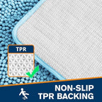 Chenille Bathroom Rug 26"x44" Sky Blue, Non-Slip Plush Bath Mat - Image 5