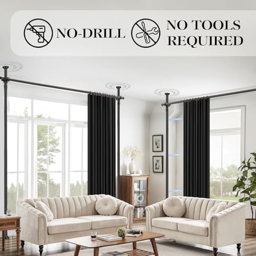 Room Divider Curtain Set-No Drilling Curtain Rod Set, Room Divider Wall - Image 4