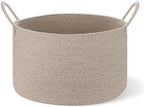 Extra Large Woven Throw Blanket Basket, 20 x 12 in, Natural Beige - Image 5