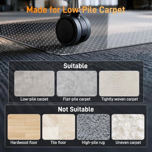 Office Chair Mat for Low-Pile Carpet, 36 in Round, Carpet Protector - Image 3