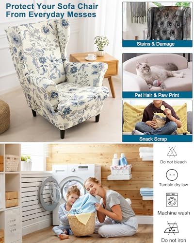CRFATOP Wingback Chair Covers Stretch Armchair Slipcovers - Image 4