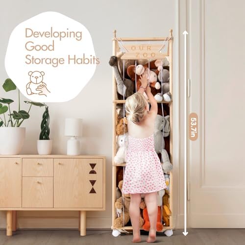 Mloong Stuffed Animal Storage, 54in Wood Zoo Cage, Large Plush Toy Organizer - Image 4