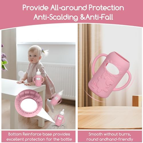 4 Pack Silicone Sleeves for Dr. Brown's Glass Baby Bottles -Drop Protection - Image 6