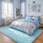 Amdrebio Light Blue Furry Shag Area Rug 5x7 - Image 6