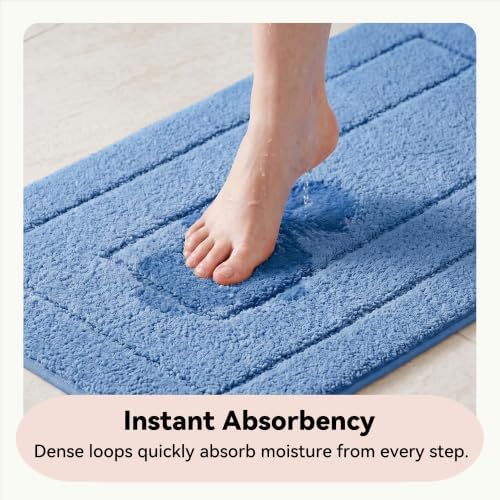 GRANNY SAYS Blue Bathroom Rug 20" x 32", Non-Slip Microfiber Bath Mat - Image 4