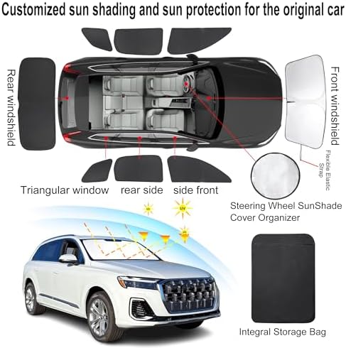 TINGLU Window Shades for Audi Q7 SUV 2016-2025 2026 Accessories Side Full - Image 3