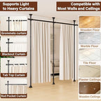 Room Divider Curtain Rod No Drilling, Adjustable 4-10ft 28-114in - Image 3