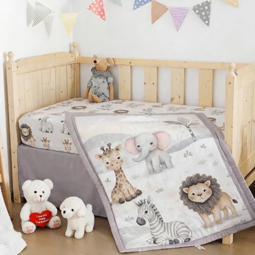 Hosuly 3 Pcs Bear Crib Bedding Set Nursery, Light Blue - Image 6