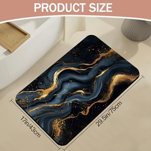 Bath Mat, Abstract Marbled Bathroom Rugs, Quick-Drying Non-Slip Rubber Bath - Image 2