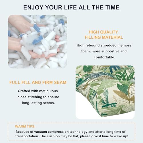 DYTXIII Outdoor High Back Chair Cushions Set of 2, Water Repellent Tufted - Image 5