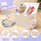 Large Toy Storage Box with Lid, Collapsible Kids Toy Chest - Image 2