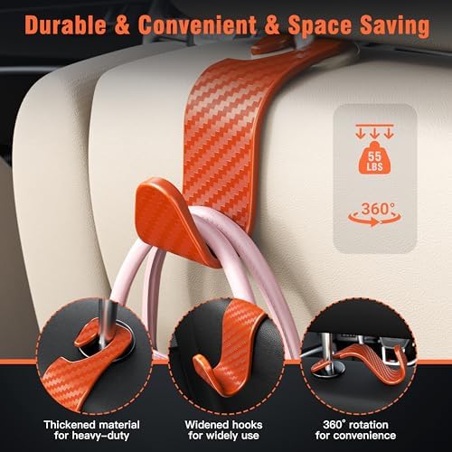 4-Pack Car Headrest Hooks Holds 55lbs Seat Storage Organizer - Image 3
