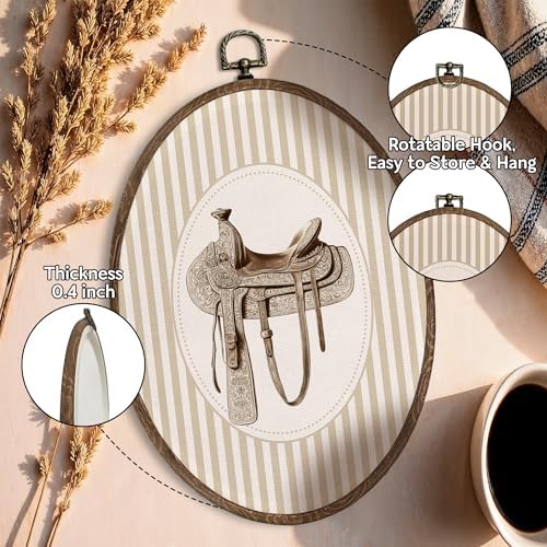 FLAWAFLOMA Vintage Western Nursery Oval Wall Art Decor, Kids Room Canvas Wall - Image 4