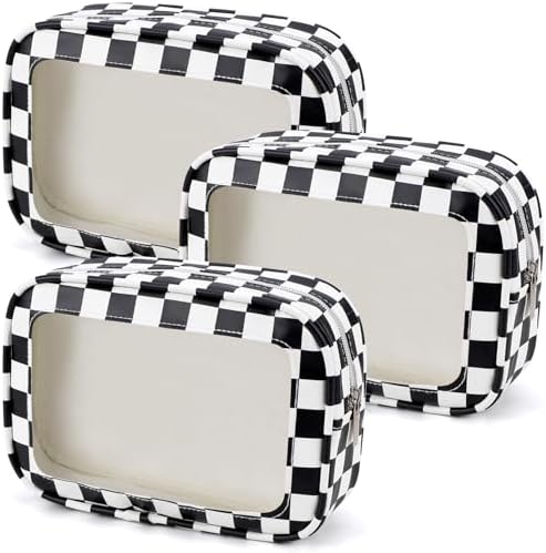 YOPCDJ 3PCS Clear Toiletry Bag, TSA Approved Travel Makeup Pouch by YOPCDJ