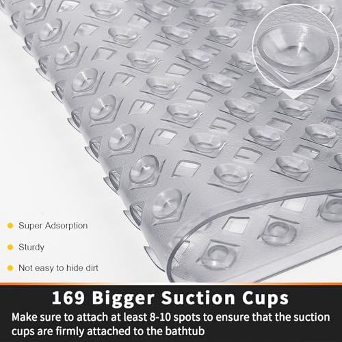 Yimobra Square Shower Mat Non Slip, Super Strong Suction Cups, Machine Washable - Image 2