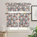 Grey Christmas Kitchen Curtains and Valances Set, Santa Claus Merry Christmas - Image 3