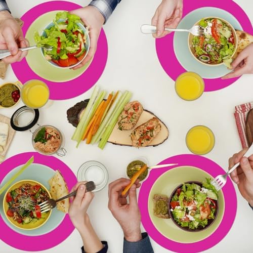 50 Pieces Hot Pink Paper Place Mats Round Disposable Table Mats Decorative - Image 6