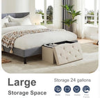 DUMOS 30 Inch Folding Storage Ottoman Bench, Large Hidden Storage Chest - Image 4