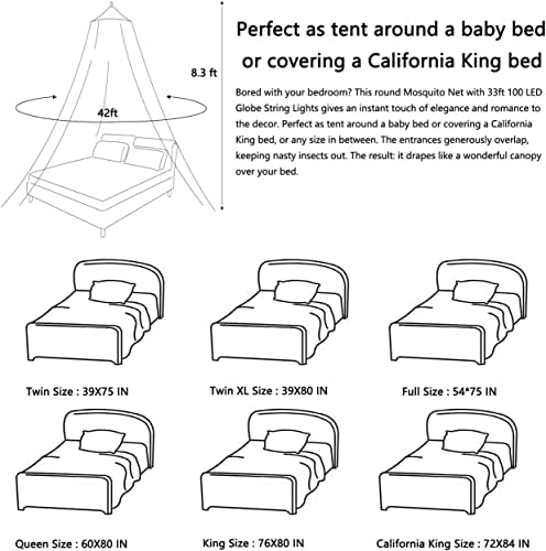 Mosquito Net Bed Canopy for Girls, King Canopy Bed Curtains Full Queen Size - Image 5
