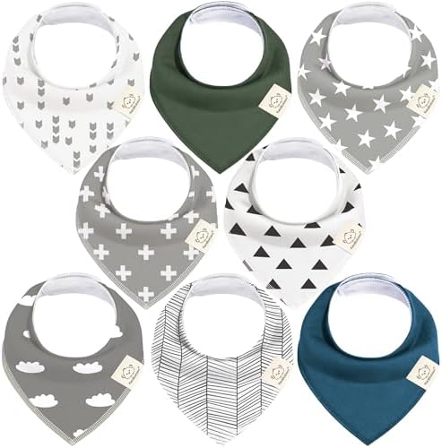 8pk Organic Baby Bandana Bibs for Drooling and Teething by KeaBabies