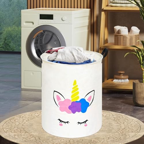 Round Laundry Basket Storage Bins Nursery Hamper Gift Baskets - Image 5