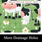 Shower Mat Non Slip 26.8 x 15.1 Inches, Cow Daisies Bathtub Mat Shower Stall - Image 2