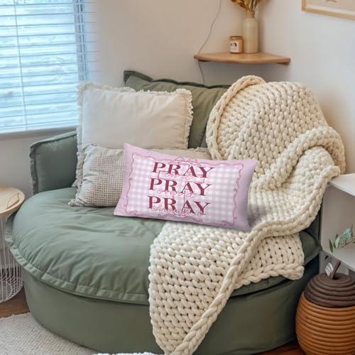 Coquette Pink Bow Christian 12x20 Pillow Cover, Preppy Girly Bible Prayer - Image 5
