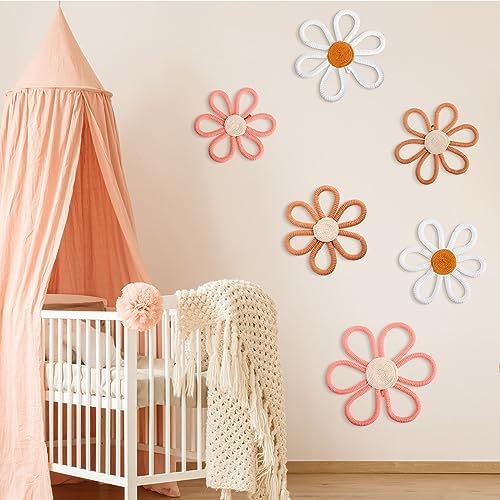 Barydat 6 Pcs Daisy Nursery Decor Retro Flower Pink - Image 4