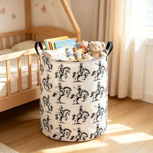 Western Cowboy Storage Bin Foldable Nursery Basket Cowboy - Image 4