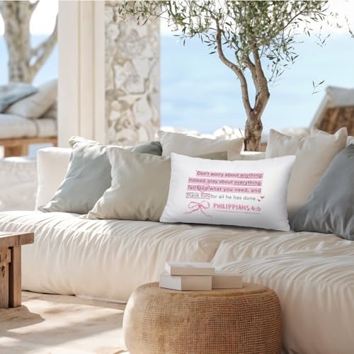 Coquette Preppy Pink Christian 12x20 Pillow Cover, Bible Scripture Philippians - Image 7